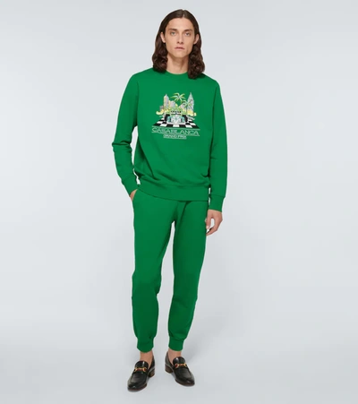 Shop Casablanca Printed Cotton Sweatshirt In Green