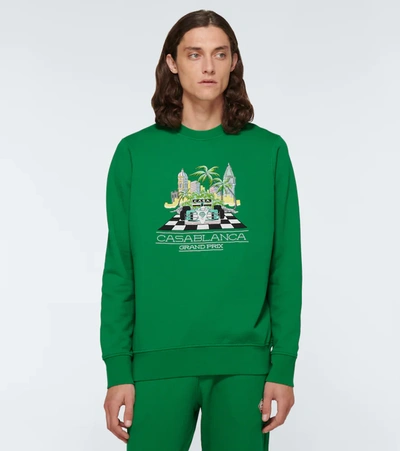 Shop Casablanca Printed Cotton Sweatshirt In Green