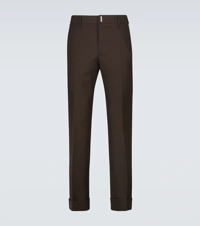 Shop Givenchy Wool Slim-fit Pants In Brown