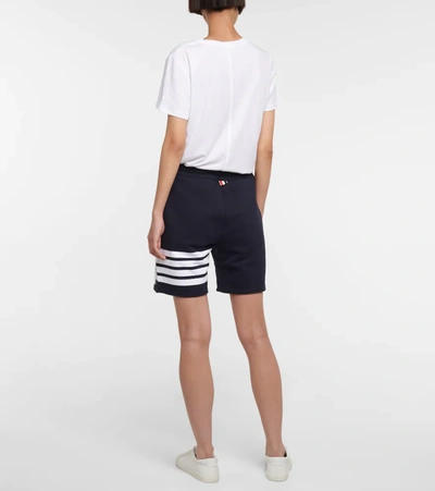 Shop Thom Browne Cotton Jersey Shorts In Blue