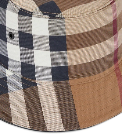 Shop Burberry Checked Bucket Hat In Brown