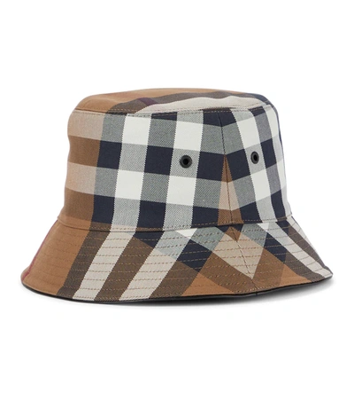 Shop Burberry Checked Bucket Hat In Brown