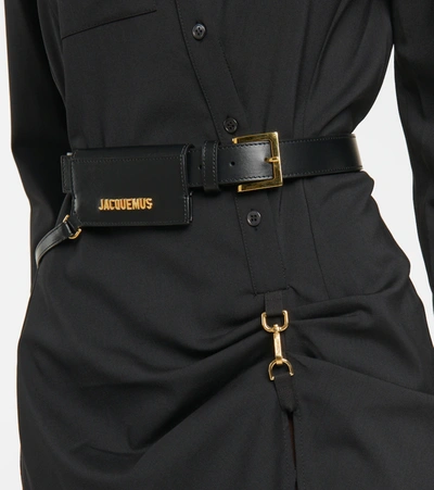 Shop Jacquemus La Ceinture Porte Cartes Leather Belt In Black