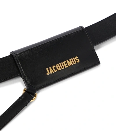 Shop Jacquemus La Ceinture Porte Cartes Leather Belt In Black