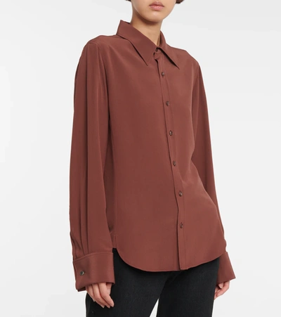 Shop Saint Laurent Silk Shirt In Terracotta
