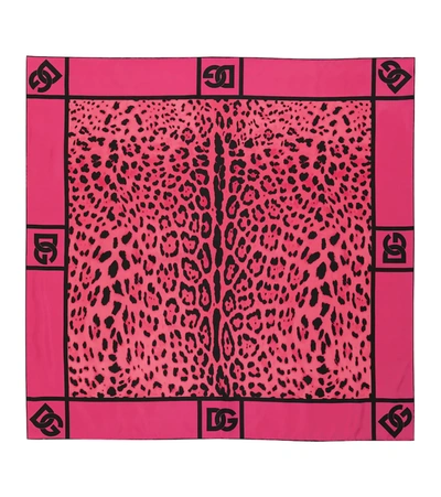 Shop Dolce & Gabbana Leopard-print Silk Scarf In Pink