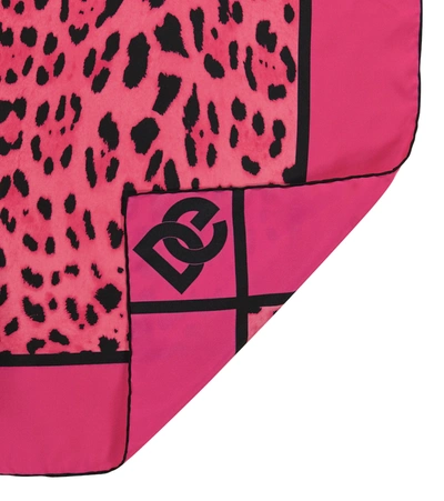 Shop Dolce & Gabbana Leopard-print Silk Scarf In Pink