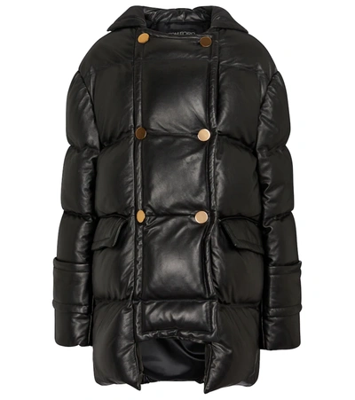 Shop Tom Ford Leather Puffer Jacket In Black