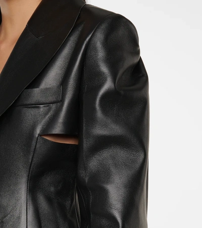 Shop Givenchy Cutout Leather Blazer In Black