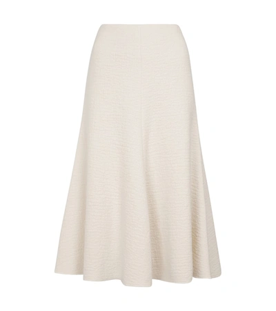 Shop Chloé Felted Wool Midi Skirt In White