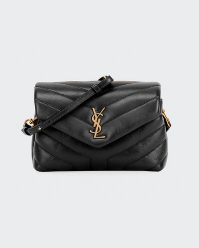 Shop Saint Laurent Loulou Toy Ysl Matelasse Calfskin Envelope Crossbody Bag In Black