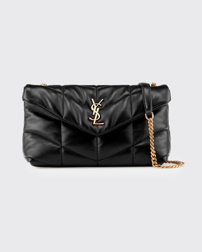 Shop Saint Laurent Loulou Toy Ysl Puffer Quilted Lambskin Crossbody Bag In Black