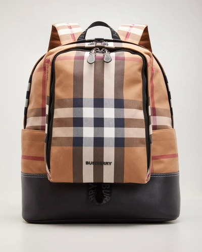 Shop Burberry Men's Jack Giant Check Backpack In Birch Brown