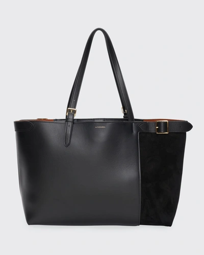 Shop Altuzarra Play Mixed Leather Buckle Tote Bag In Black
