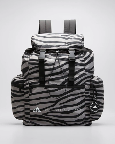 Shop Adidas By Stella Mccartney Zebra-print Backpack In Black Dovgry Whit