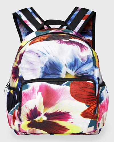 Shop Molo Girl's Pansy-print Recylced Polyester Big Backpack In Velvet Floral
