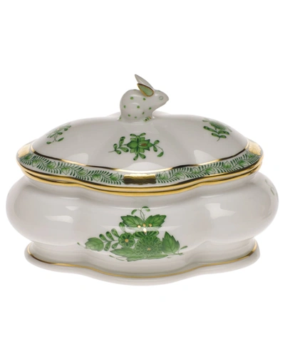Shop Herend Chinese Bouquet Green Covered Porcelain Bonbon Box With Bunny