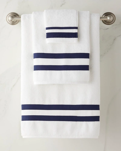 Shop Matouk Marlowe Hand Towel In Navy