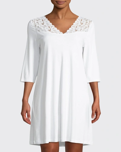 Shop Hanro Moments 3/4 Sleeve Nightgown In White