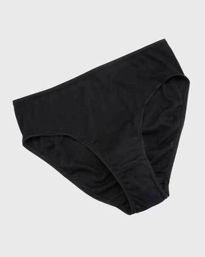 Shop Hanro Cotton Seamless High-leg Briefs In Black