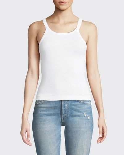 Shop Re/done Ribbed Scoop-neck Fitted Tank In White
