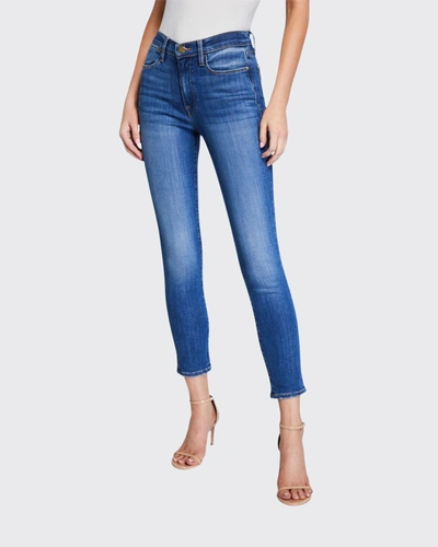 Shop Frame Le High Skinny Ankle Jeans In Blue