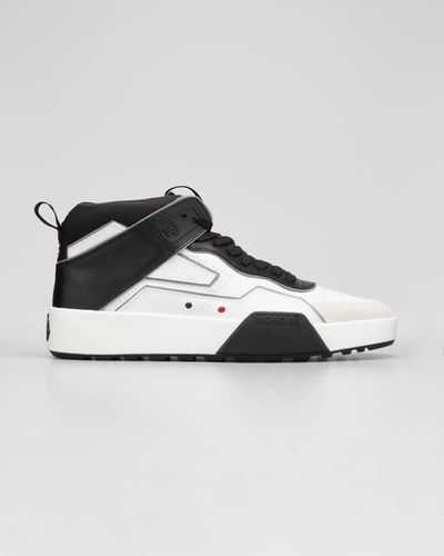 Shop Moncler Men's Promyx Space High-top Sneakers In White/black