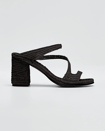 Shop Carrie Forbes Salah Woven Raffia Sandals In Black