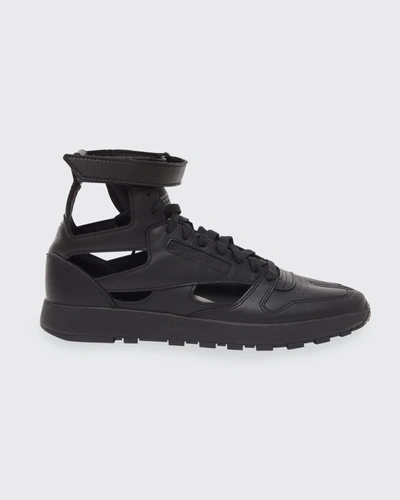 Shop Maison Margiela Men's X Reebok Classic Leather Tabi High-top Sneakers In Black