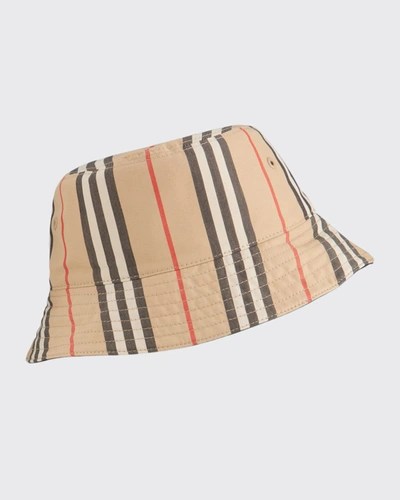 Shop Burberry Reversible Bucket Hat In Stripe/black