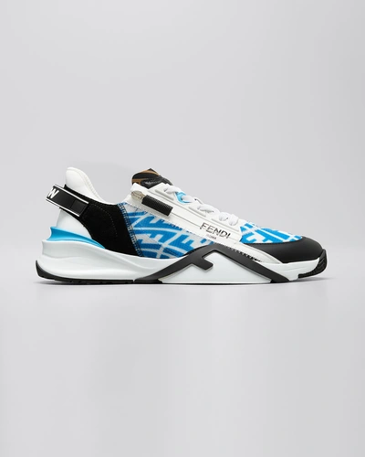 Shop Fendi Flow Ff Side-zip Trainer Sneakers In Blue