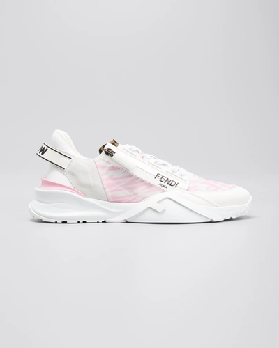 Shop Fendi Flow Ff Side-zip Trainer Sneakers In Trasparent Pink