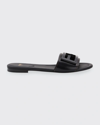 Shop Fendi Ff Tube Medallion Flat Sandals In Nero