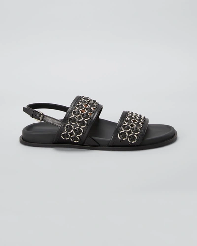 Shop Alaïa Bicolor Chain Sporty Slingback Sandals In Noir