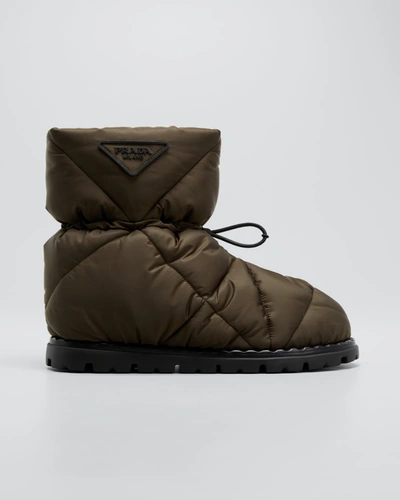 Shop Prada Blow Quilted Nylon Snow Booties In Mimetico