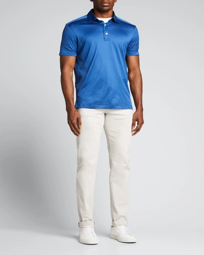 Shop Kiton Men's Solid Polo Shirt In Blue