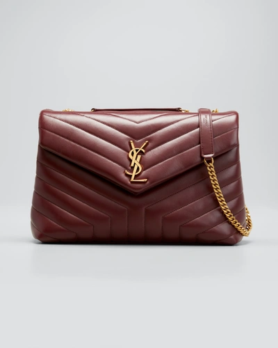 Shop Saint Laurent Loulou Medium Calf Flap-top Shoulder Bag In Red