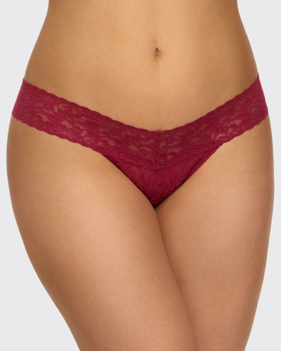 Shop Hanky Panky Signature Lace Low-rise Thong In Cranberry