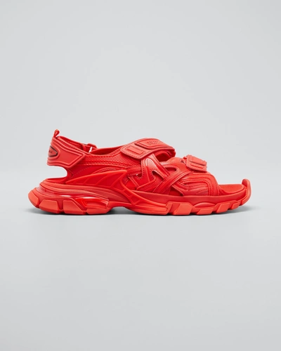 Shop Balenciaga Men's Track Sandals In Red