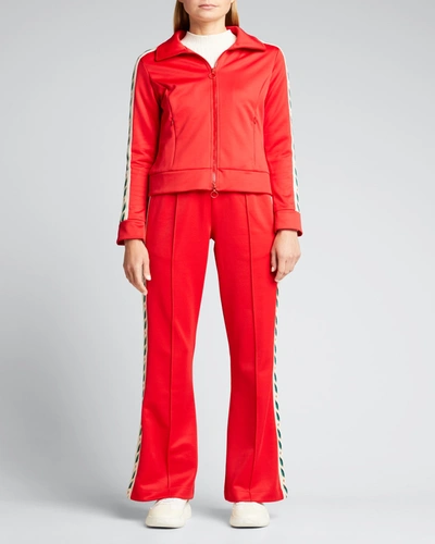 Shop Casablanca Laurel Embroidered Wide-leg Tracksuit Pants In Red