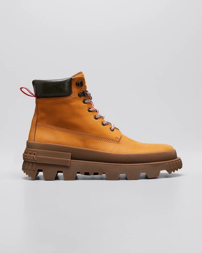 Shop Moncler Men's Mon Corp Ankle Boots In Oatmeal