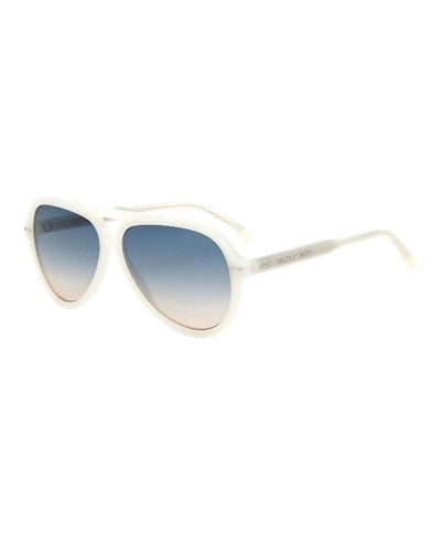 Shop Isabel Marant Acetate Aviator Sunglasses In White Blue