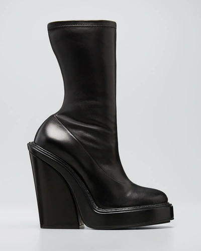 Shop Givenchy 105mm Stretch Leather Platform Booties In Black