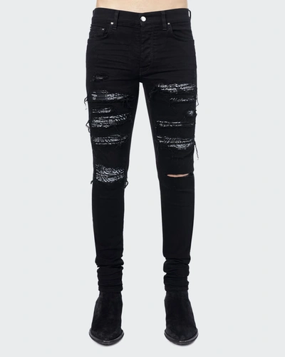 Shop Amiri Men's Bandana Thrasher Skinny Jeans In Black