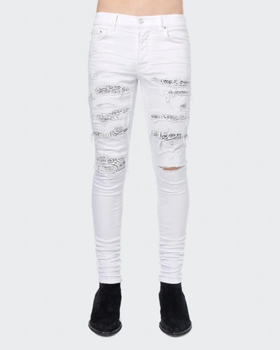 Shop Amiri Men's Bandana Thrasher Skinny Jeans In White