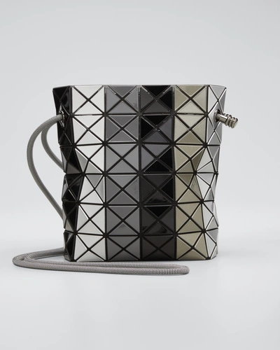 Shop Bao Bao Issey Miyake Wring Stripe Geo Drawstring Shoulder Bag In Gray Mix