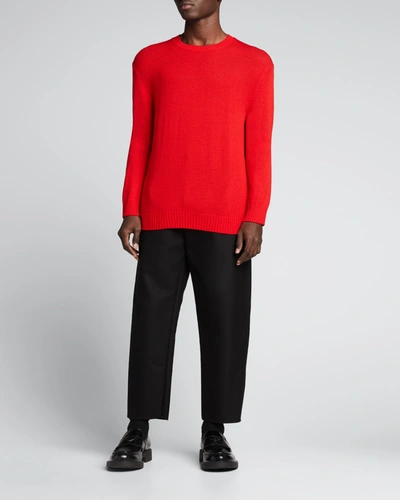 Shop Jil Sander Men's Crewneck Sweater In Medium Red