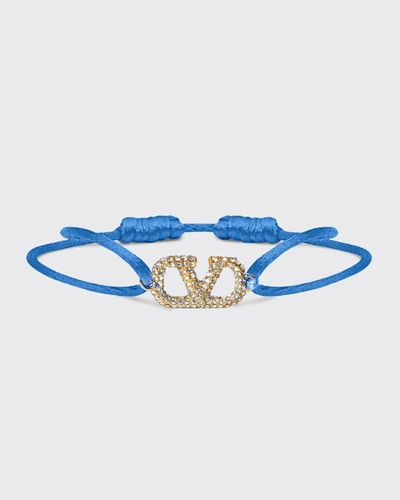 Shop Valentino Vlogo Embellished Adjustable Bracelet In Niagara