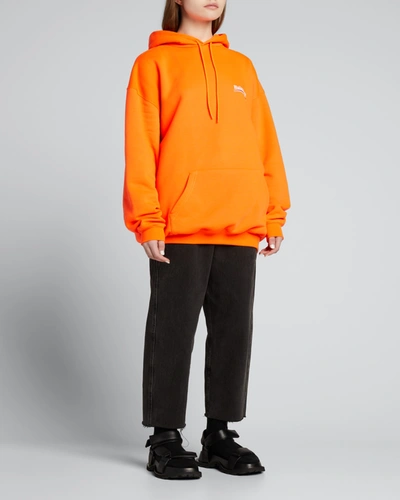 Shop Balenciaga Campaign Logo Hoodie In Orange Mul
