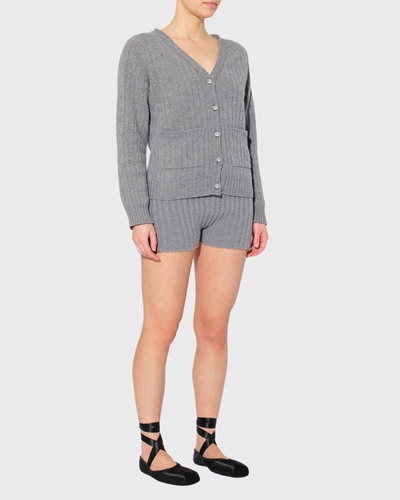 Shop Erdem Kinsley Ribbed Wool-cashmere Shorts In Grey